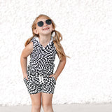 BAMBOO HOODIE TANK- Black Dizzy Check - HoneyBug 