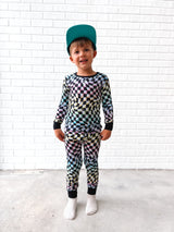 LONG SLEEVE 2 PIECE SETS- Neon Dizzy Check - HoneyBug 