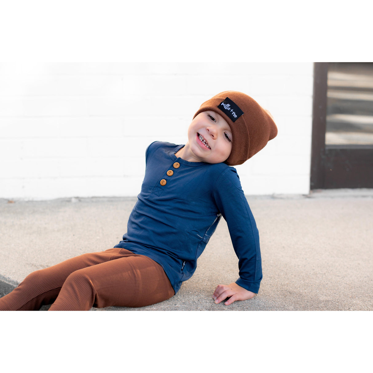 HENLEY LONG SLEEVE- Navy - HoneyBug 