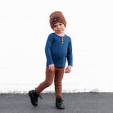 HENLEY LONG SLEEVE- Navy - HoneyBug 