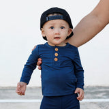 HENLEY LONG SLEEVE- Navy - HoneyBug 