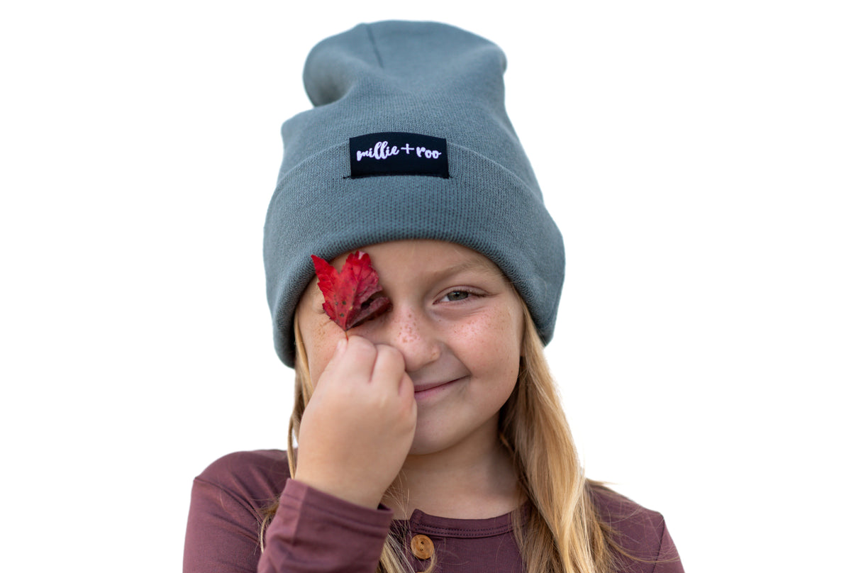 BAMBOO CUFF BEANIE- Slate - HoneyBug 