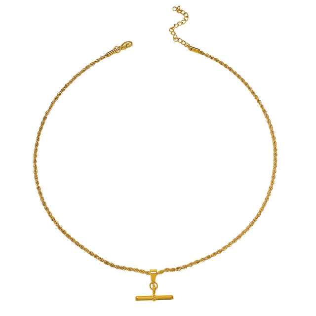 Rope Chain Bar Pendant Necklace - HoneyBug 