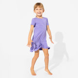 Poppin Purple Bamboo Girls' Short Sleeve Dress - HoneyBug 