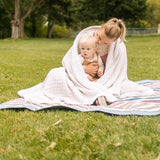 Cotton Muslin Quilted Throw - Tan Gingham - HoneyBug 