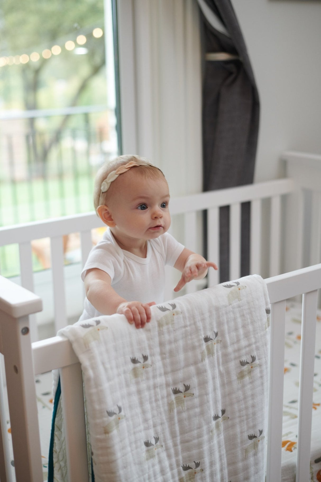 Mister Moose and Forest Arrow Cotton Muslin Newcastle Blanket - HoneyBug 