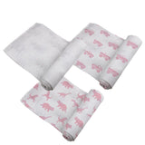 Pretty In Pink Bamboo Muslin Swaddle 3PK - HoneyBug 