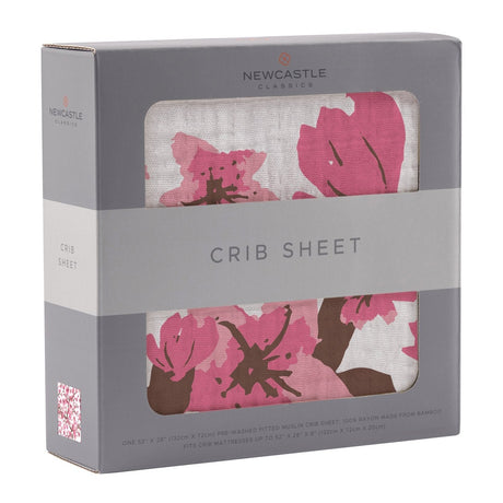 Cherry Blossom Bamboo Muslin Crib Sheet