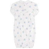 Blue Stars Print Smocked Gown