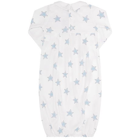 Blue Stars Print Smocked Gown