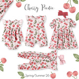 Cherry Picnic Baby Girl Romper – Soft Bamboo Zipper Pajamas