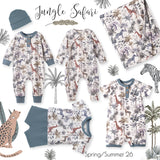 Jungle Safari Bamboo Zipper Romper with Convertible Cuffs