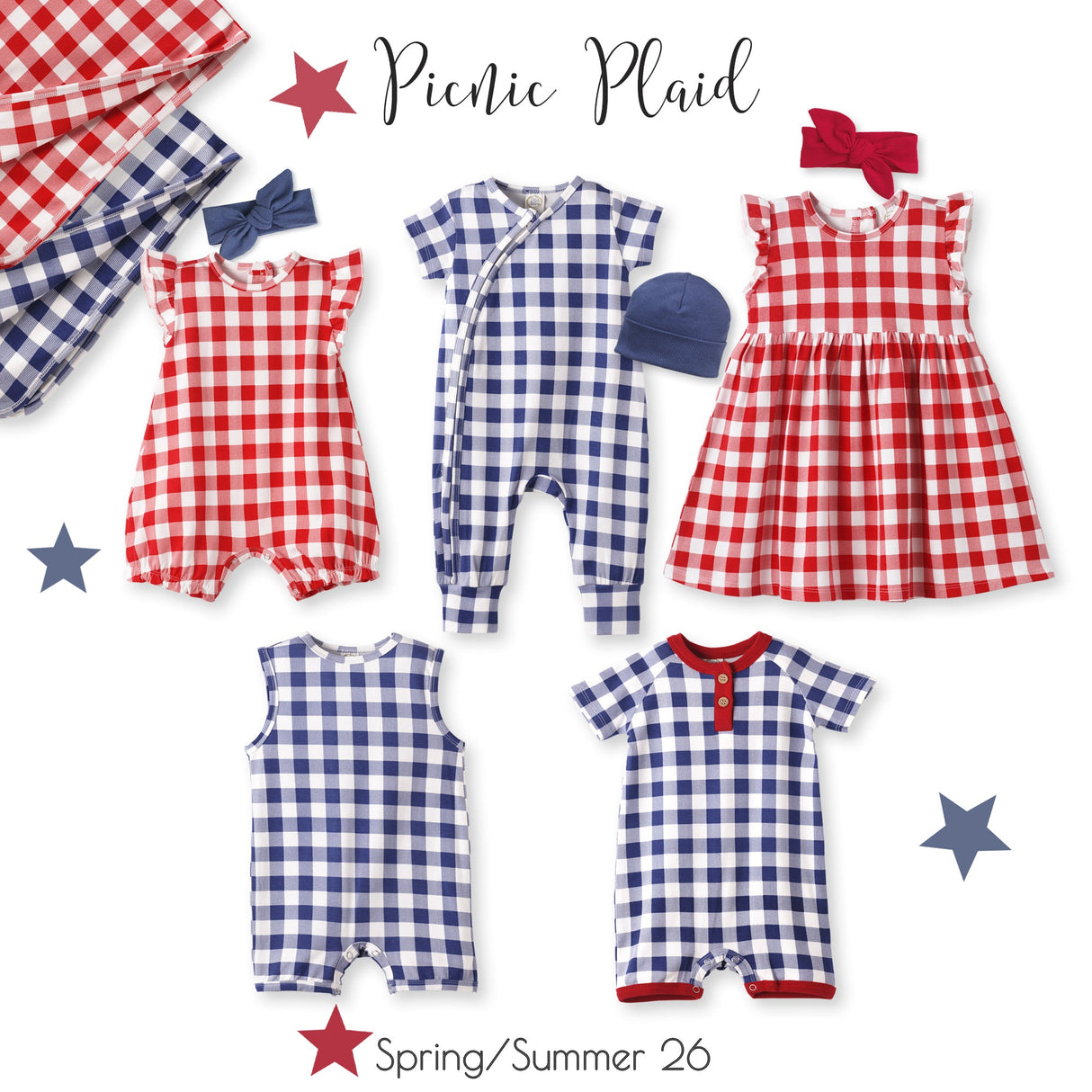 Picnic Plaid Bamboo Shorty Baby Romper
