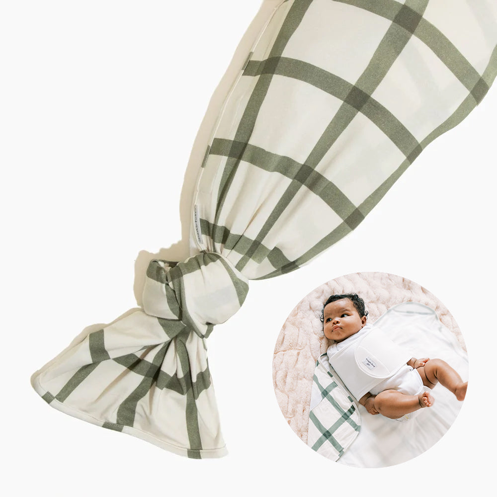 Sage Windowpane Swaddle II - HoneyBug 