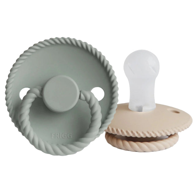 FRIGG Rope Silicone Pacifier 2-Pack - Sage/Croissant - HoneyBug 