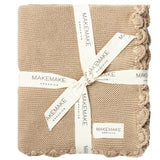 Organic Cotton Scalloped Baby Blanket - Sand - HoneyBug 