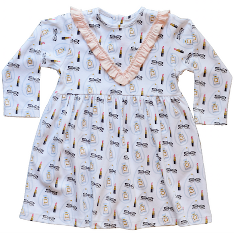 Coco Print Dress with Ruffle - HoneyBug 