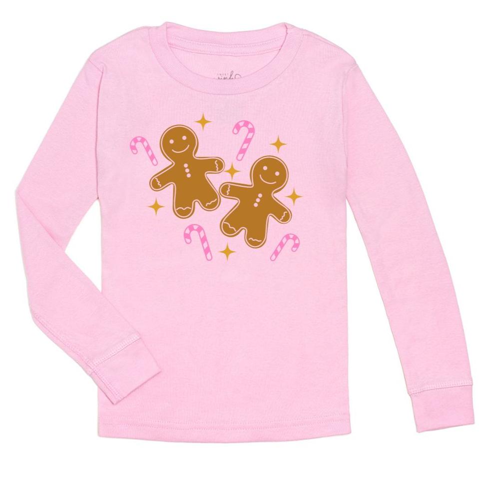 Gingerbread Christmas Long Sleeve Shirt - Pink - HoneyBug 