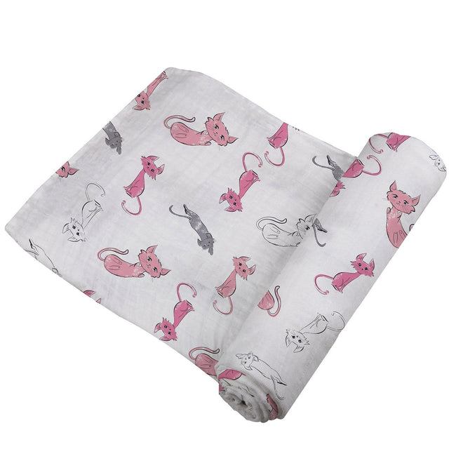 Playful Kitty Bamboo Muslin Swaddle - HoneyBug 