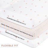 Changing Pad Cover | Cradle Sheet Set - Mauve Tulips & Stripes - HoneyBug 