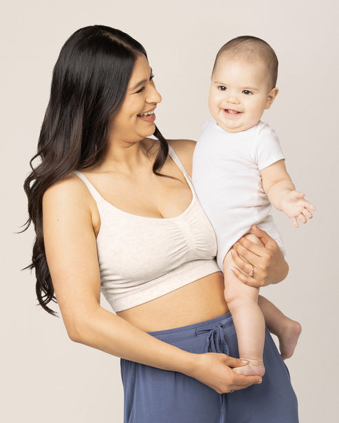 Sublime® Bamboo Hands-Free Pumping Lounge & Sleep Bra | Oatmeal Heather - HoneyBug 