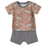 Wild Wrangler/Brown Western Bamboo Cotton Boys' Short Set