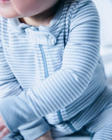 Baby's Pima Romper in Grey Stripes