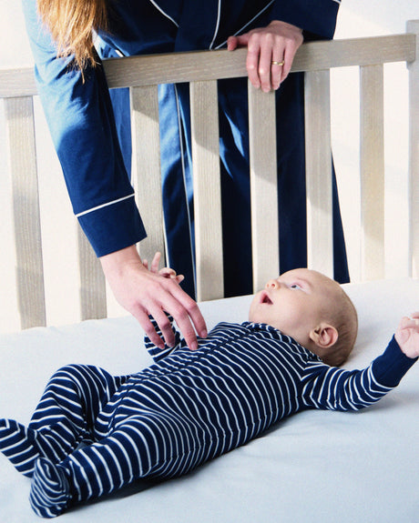 Baby's Pima Romper in Navy Stripe
