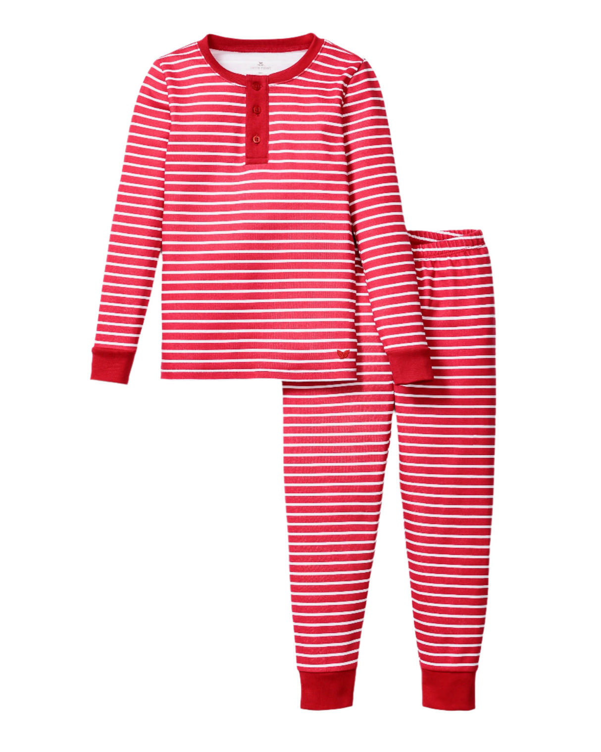 Kid's Pima Snug Fit Pajama Set in Red Stripe - HoneyBug 
