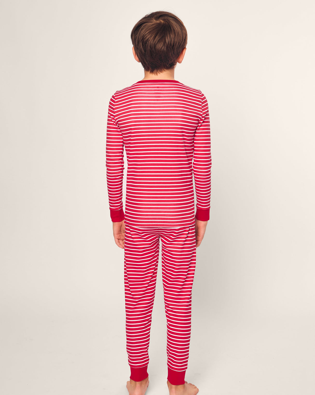 Kid's Pima Snug Fit Pajama Set in Red Stripe - HoneyBug 