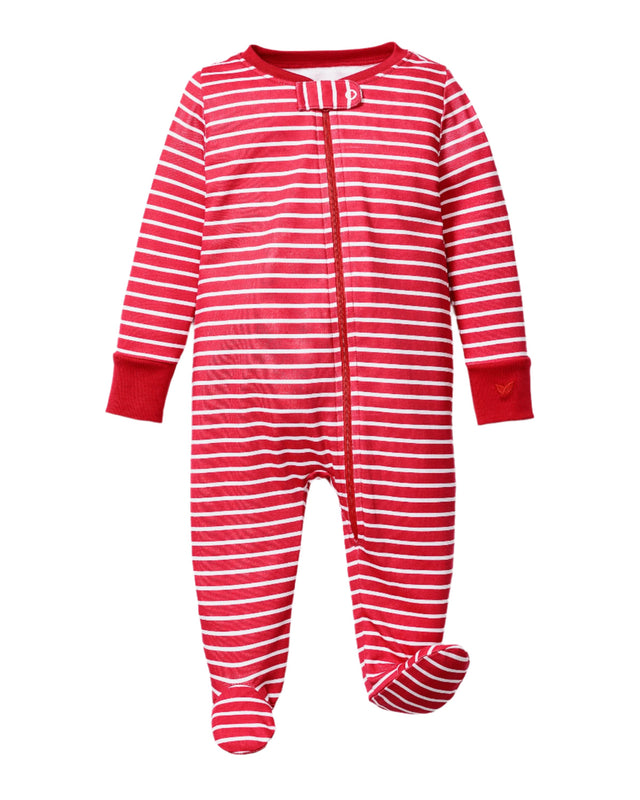 Baby's Pima Romper in Red Stripe - HoneyBug 