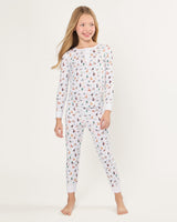 Kid's Pima Snug Fit Pajama Set in Merry Meow - HoneyBug 