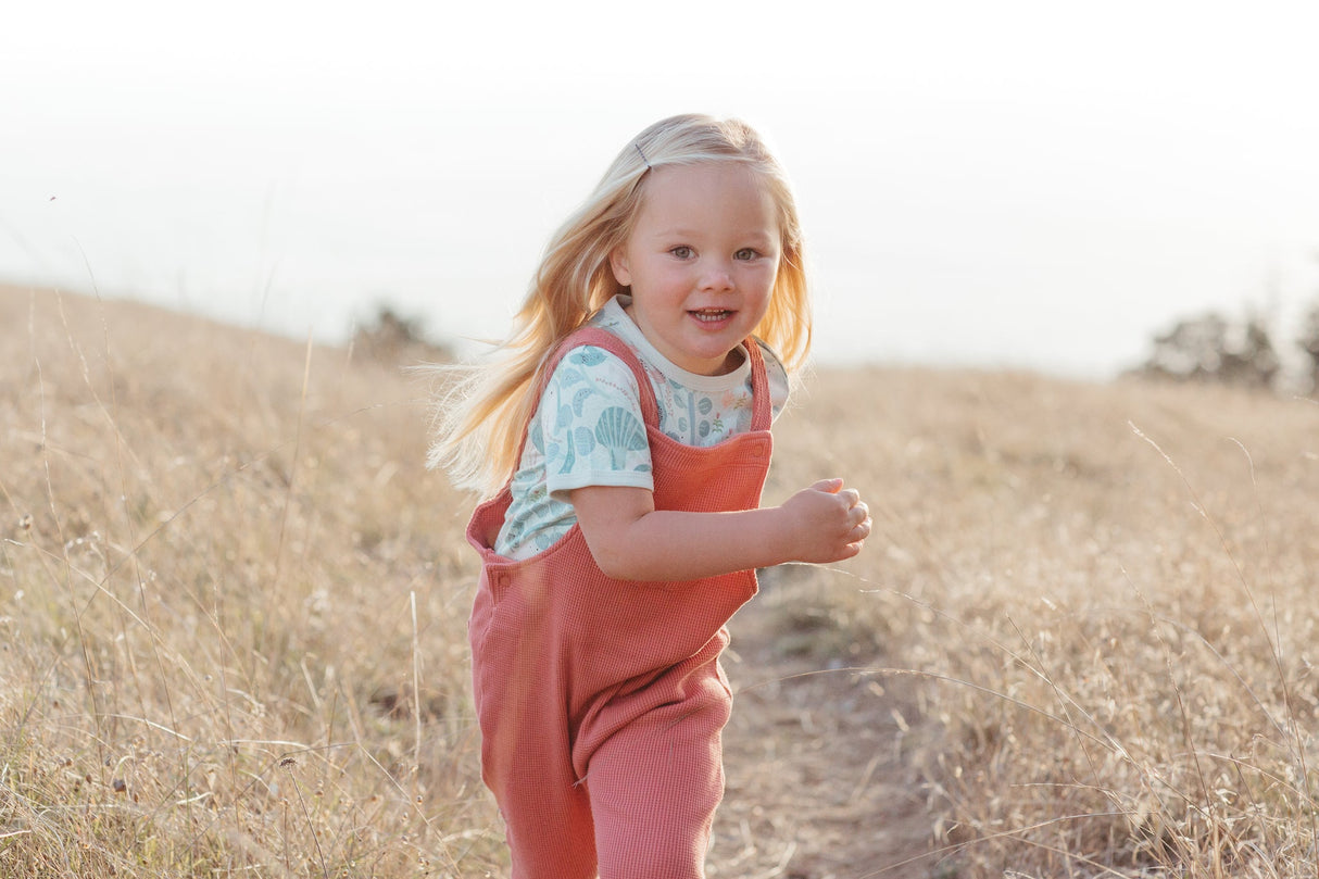 Waffle Overalls - Terra Cotta - HoneyBug 