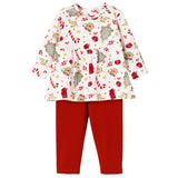 Girls' Christmas Tunic Set – Bamboo Holiday Outfit Set - Noel - HoneyBug 