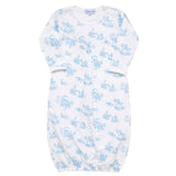 Blue Toile Baby Gown - HoneyBug 