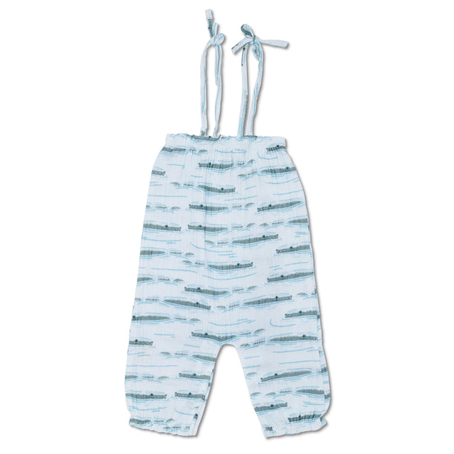 Muslin Tie Shoulder Jumpsuit - Alligator Isle - HoneyBug 
