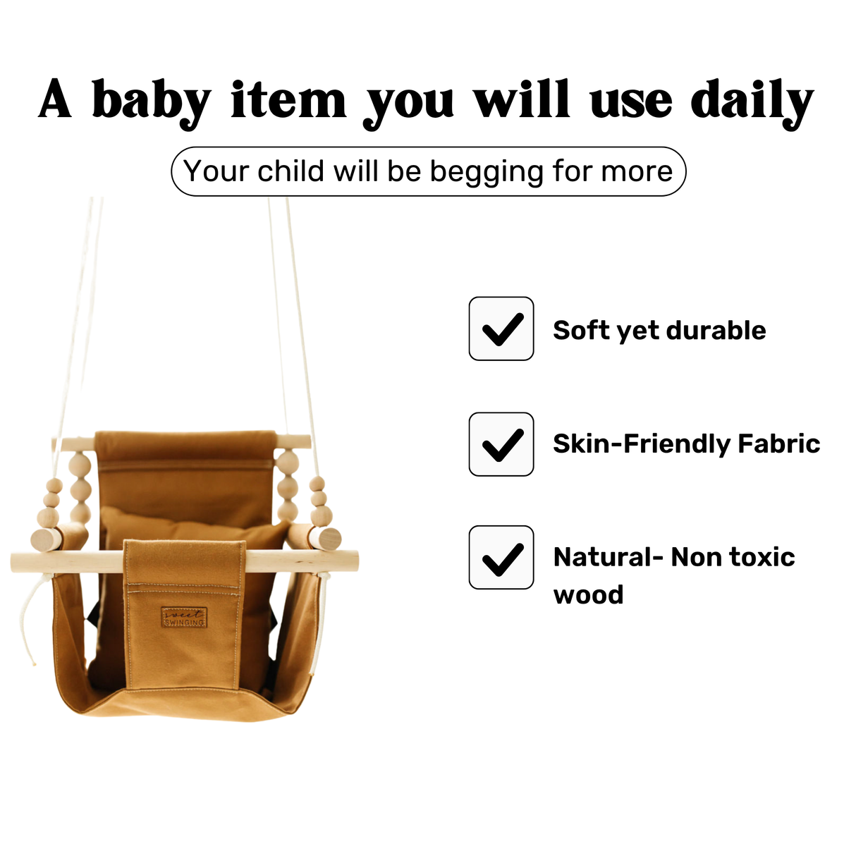 Organic Cotton Indoor High Back Swing Toffee