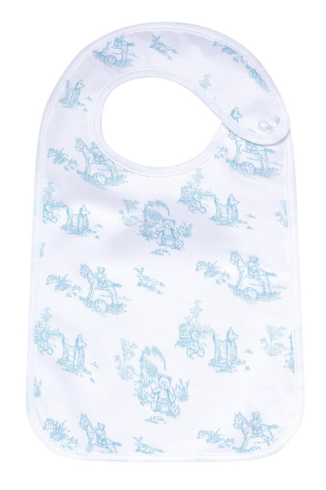Blue Toile Baby Feeding Bib - HoneyBug 