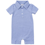 Tripp Boys' Pima Cotton Polo Shortall - Blue Stripes - HoneyBug 