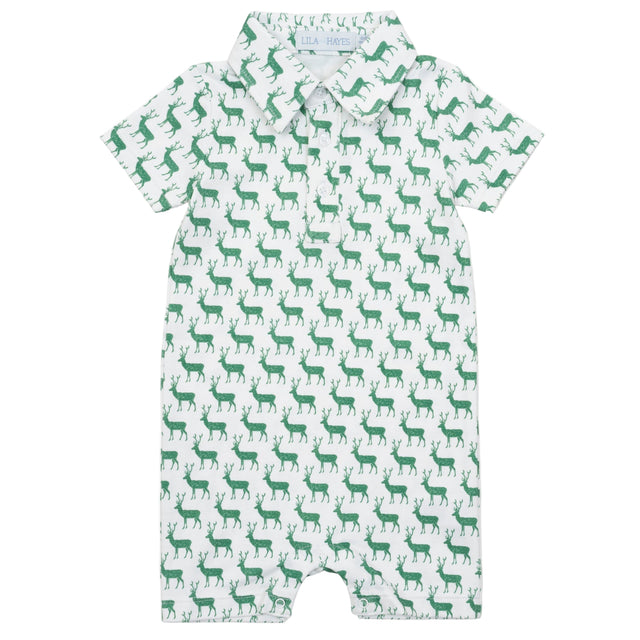 Tripp Boys' Polo Shortall - Woodland Deer - HoneyBug 