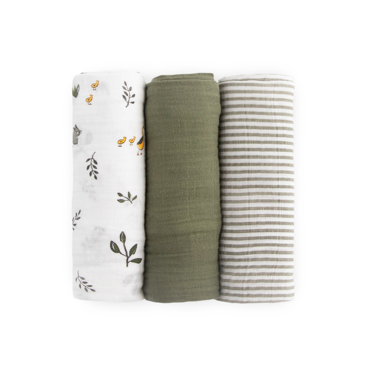 Cotton Muslin Swaddle Blanket 3 Pack - Forest Friends 2 - HoneyBug 