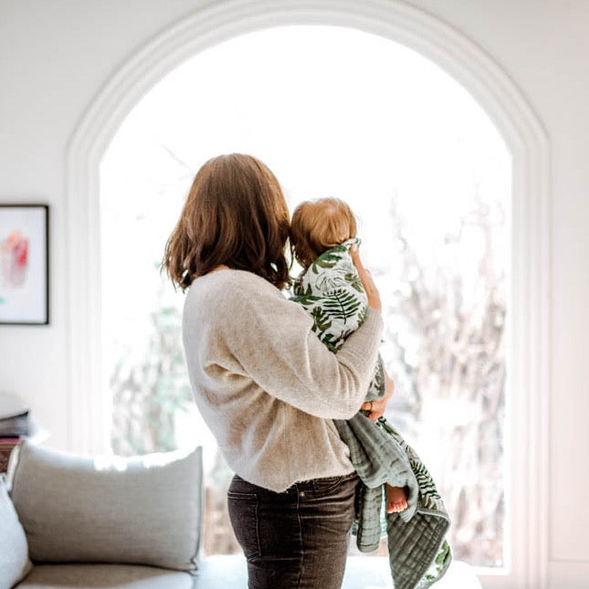 Original Cotton Muslin Quilt - Tropical Leaf - HoneyBug 