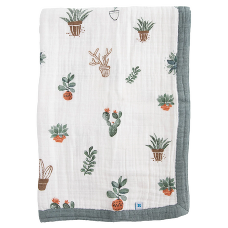 Cotton Muslin Baby Quilt - Prickle Pots - HoneyBug 