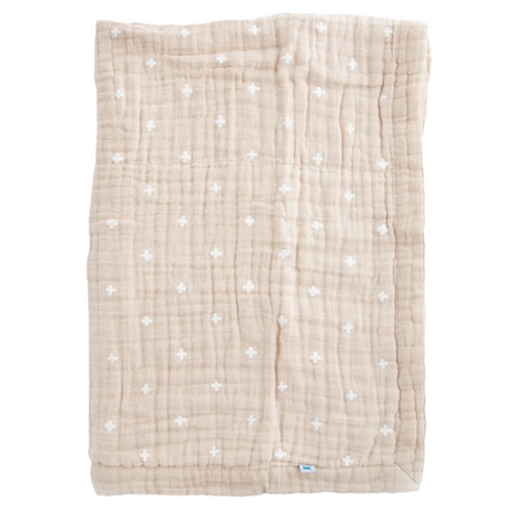 Cotton Muslin Baby Quilt - Taupe Cross - HoneyBug 