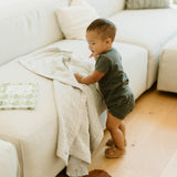 Cotton Muslin Baby Quilt - Grey Stripe - HoneyBug 