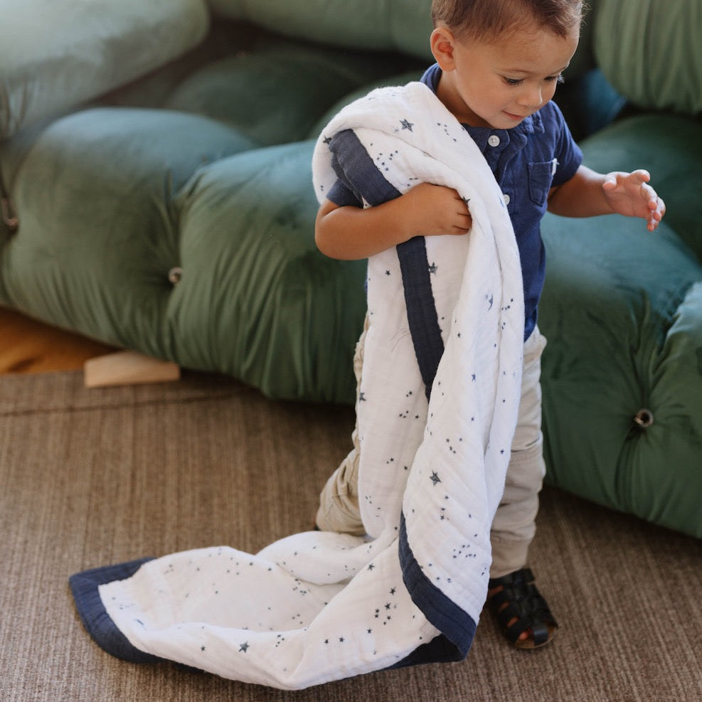 Cotton Muslin Baby Quilt - Shooting Stars - HoneyBug 