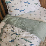 Cotton Muslin Toddler Bedding 3 Piece Set - Whales - HoneyBug 