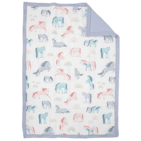 Cotton Muslin Toddler Comforter - Unicorns - HoneyBug 