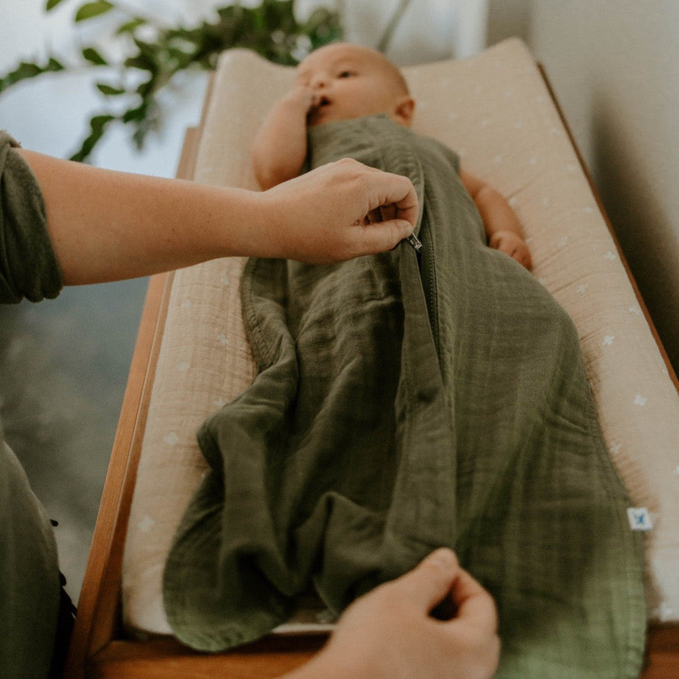Cotton Muslin Sleep Bag - Fern - HoneyBug 