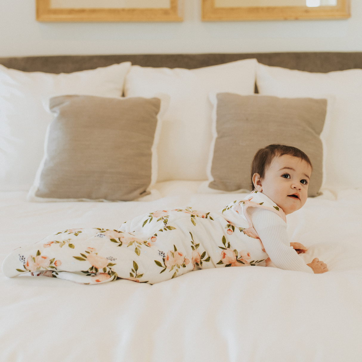 Cotton Muslin Quilted Sleep Bag - Watercolor Roses - HoneyBug 